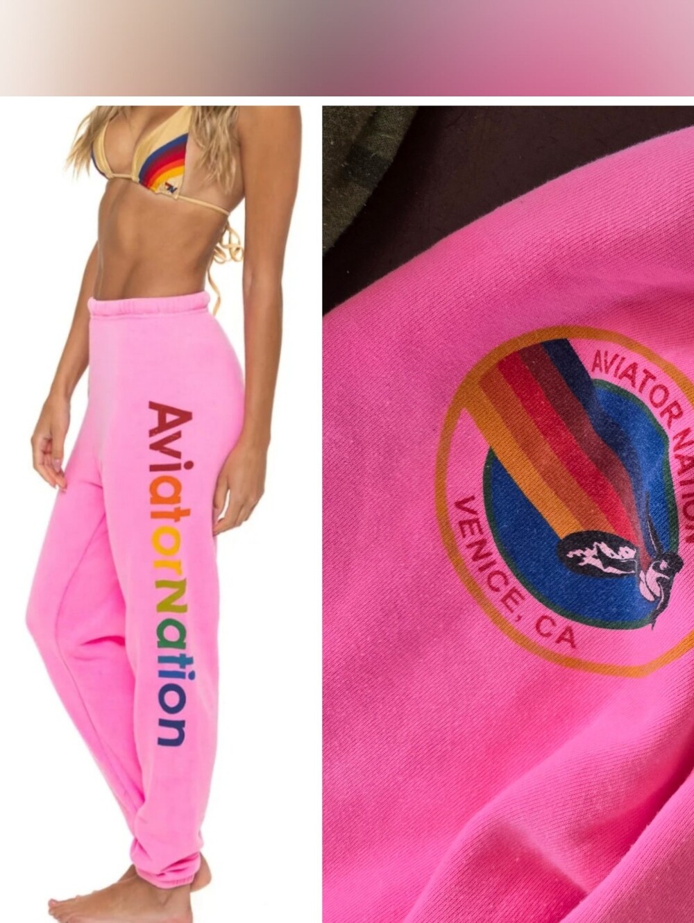 2 Aviator Nation Joggers: Vintage wash Pink + Camo Fits Small 25-27 Waist - Picture 2 of 9